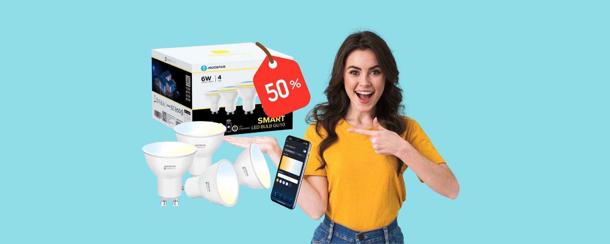 4 lampadine smart compatibili con i comandi vocali a MENO di 16€ 4 lampadine smart compatibili con i comandi vocali a MENO di 16€