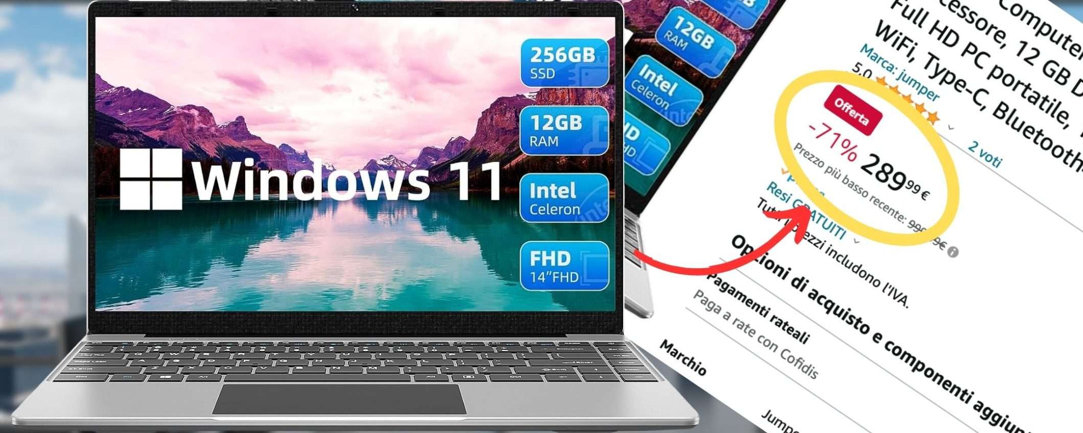 Sconto 71% per un MOSTRO di computer: Windows 11, RAM 12GB, SSD 256GB (289€) Sconto 71% per un MOSTRO di computer: Windows 11, RAM 12GB, SSD 256GB (289€)