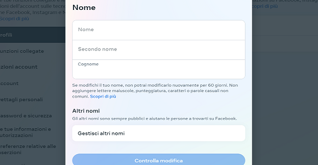 Cambiare nome su Facebook: la procedura completa