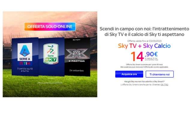 Sky TV e Sky Calcio a 14 euro