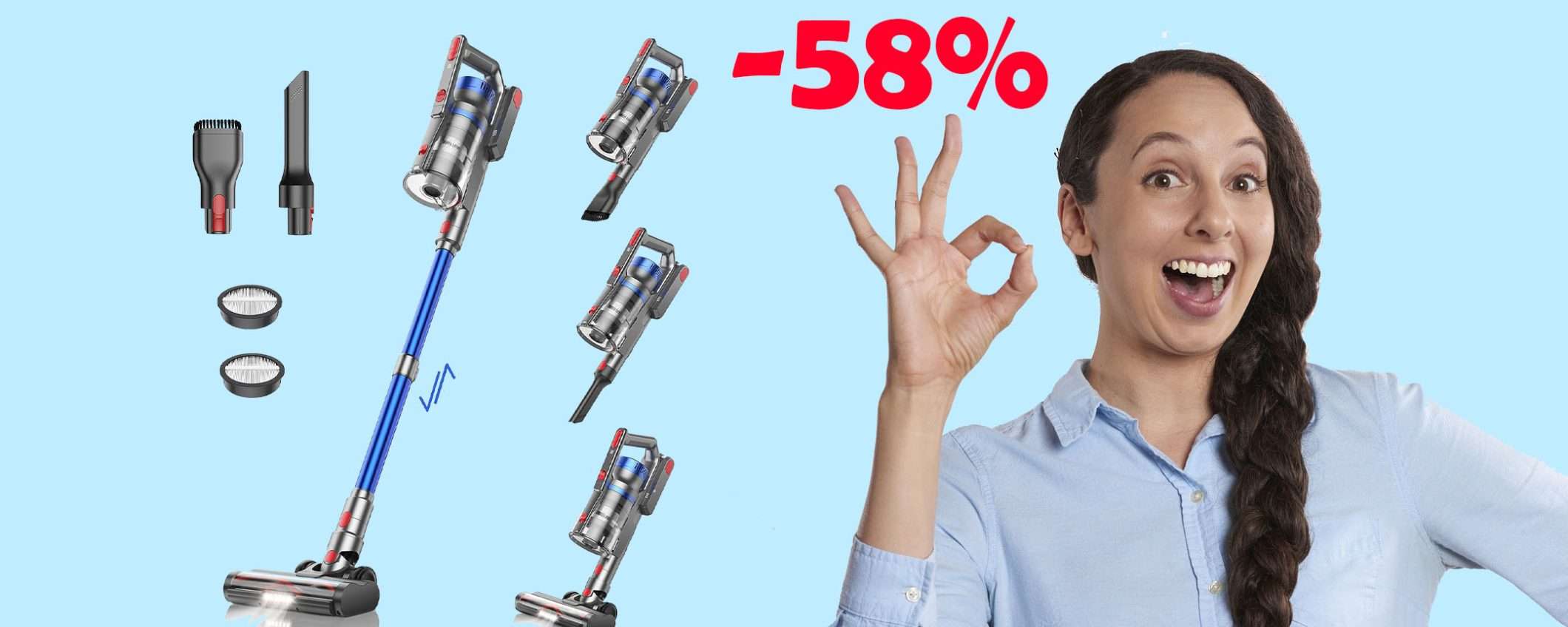 Aspirapolvere senza fili potentissima e leggera: sconto SHOCK del 58% (-230€) Aspirapolvere senza fili potentissima e leggera: sconto SHOCK del 58% (-230€)