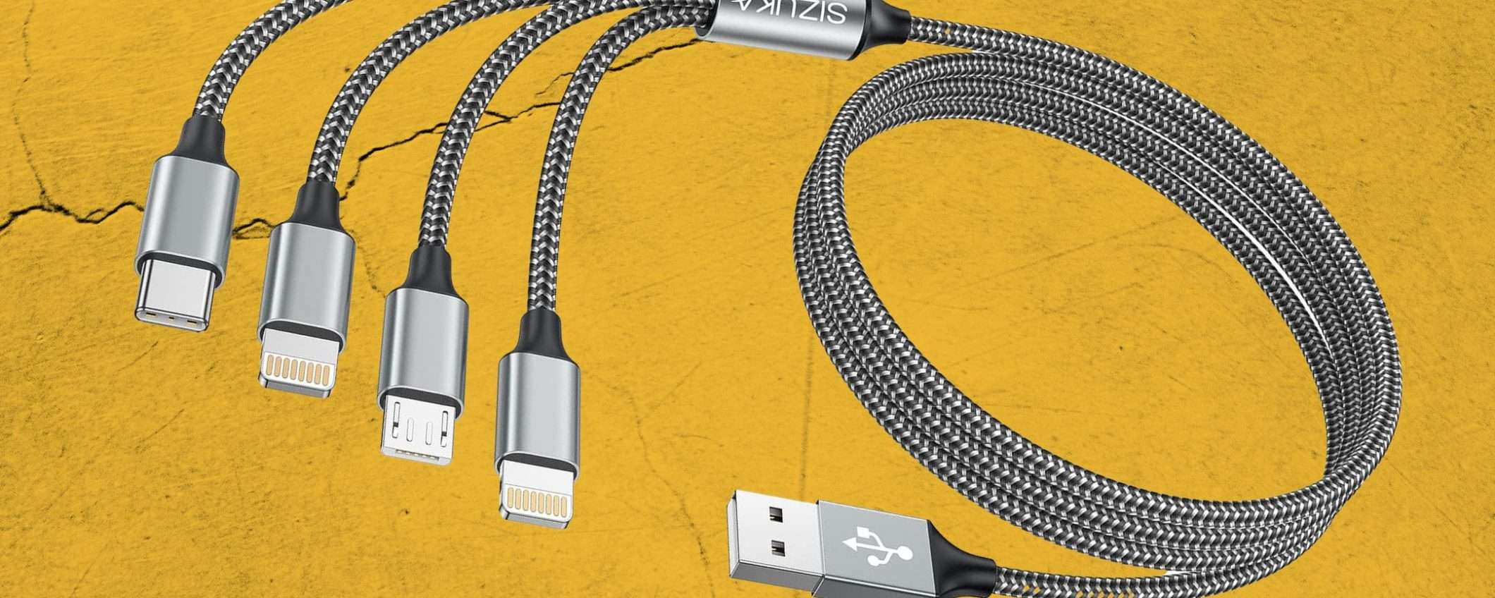Cavo USB 4 in 1 rinforzato (quasi) GRATIS su Amazon: prendilo al volo (5€) Cavo USB 4 in 1 rinforzato (quasi) GRATIS su Amazon: prendilo al volo (5€)