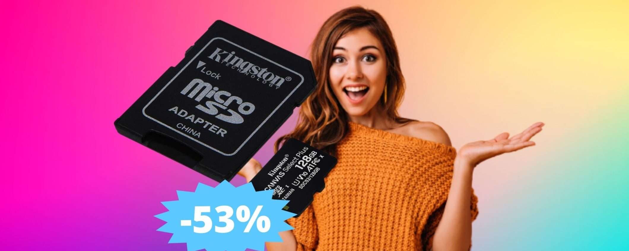 Scheda microSD Kingston Canvas: un AFFARE unico (-58%) Scheda microSD Kingston Canvas: un AFFARE unico (-58%)