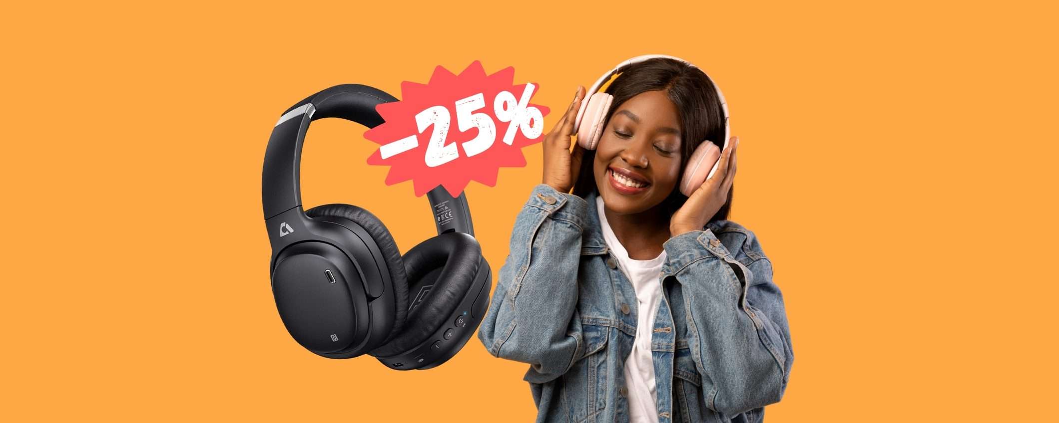 Cuffie Over-ear con 60h di autonomia e microfono al 25% in MENO Cuffie Over-ear con 60h di autonomia e microfono al 25% in MENO