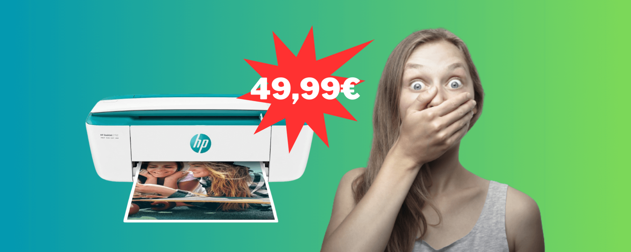 Stampante multifunzione Wi-Fi HP in offerta a 49,99 euro da MediaWorld Stampante multifunzione Wi-Fi HP in offerta a 49,99 euro da MediaWorld