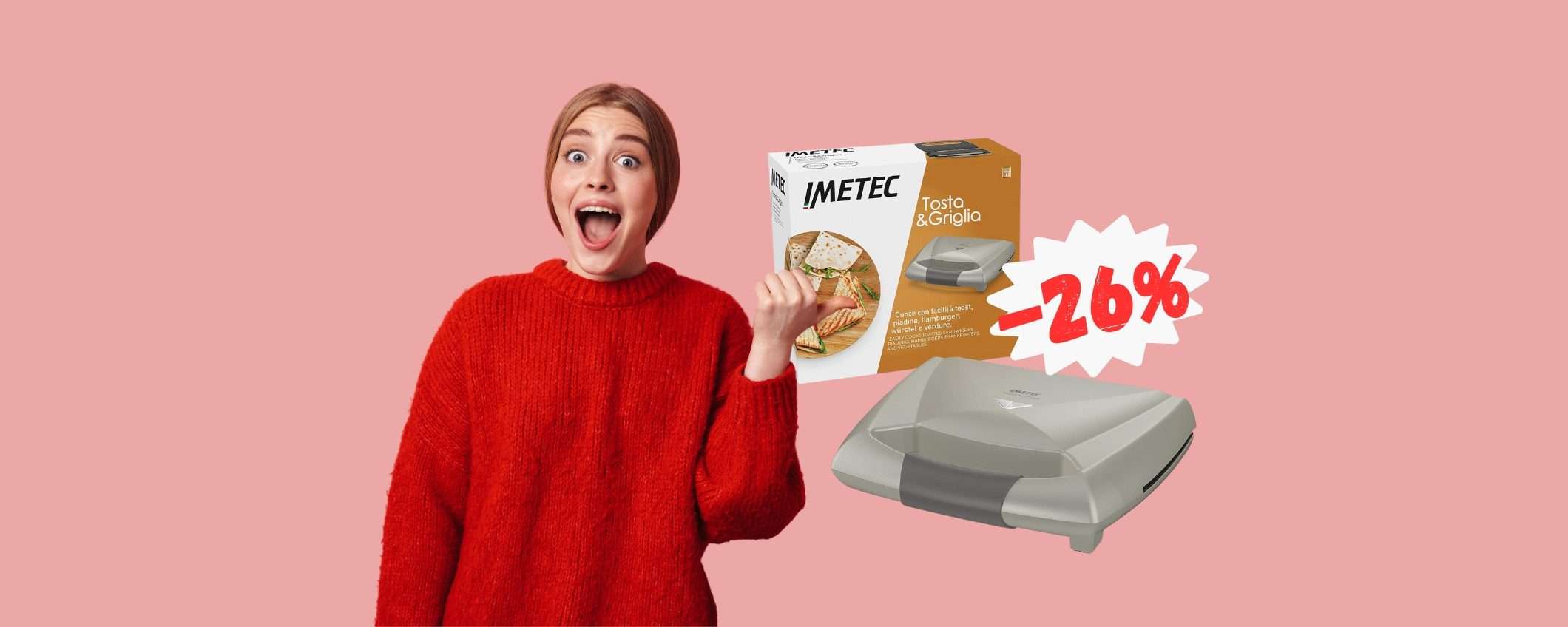 Imetec: tosta e griglia con piastra XL a una cifra RIDICOLA (-26%) Imetec: tosta e griglia con piastra XL a una cifra RIDICOLA (-26%)