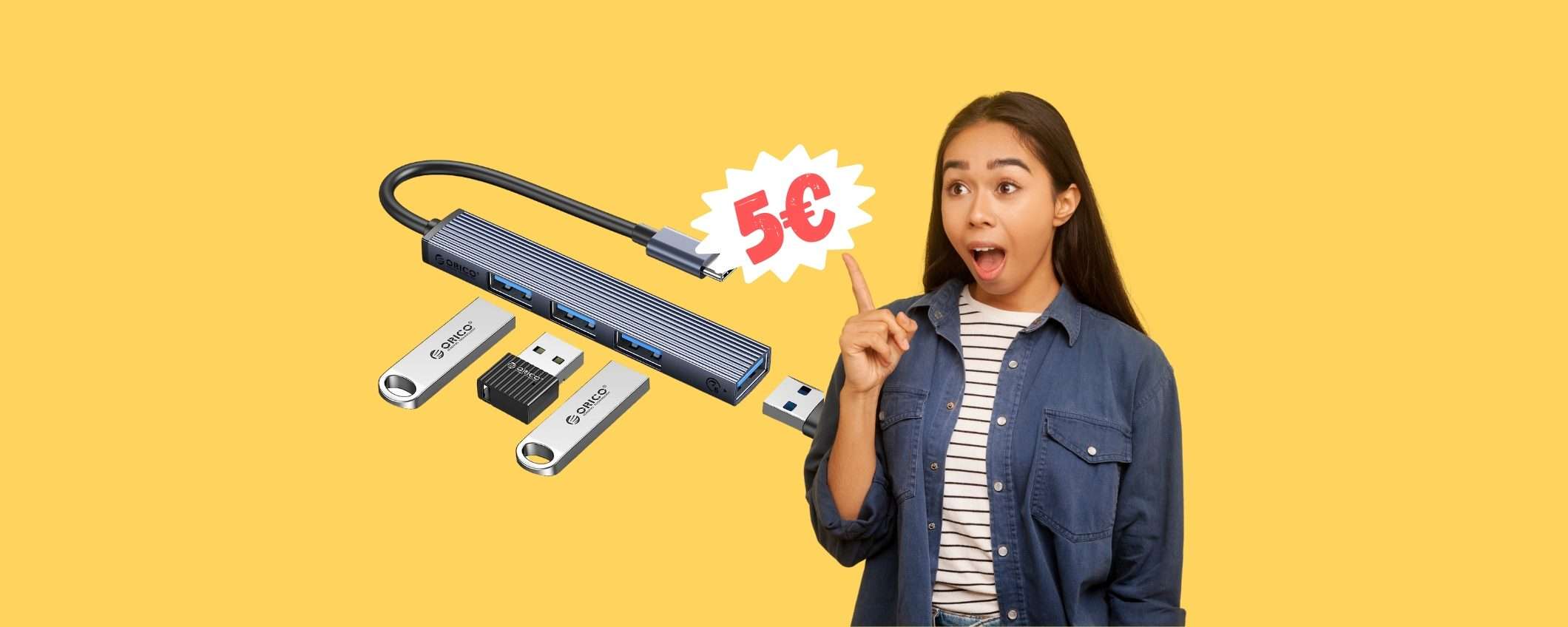 Mini hub con 4 ingressi a POCHISSIMO, solo 5€ su Amazon Mini hub con 4 ingressi a POCHISSIMO, solo 5€ su Amazon