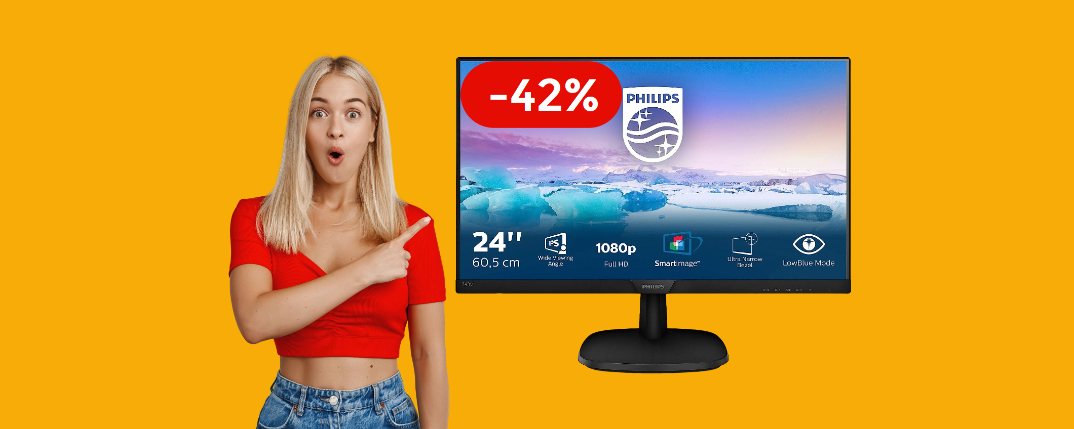 Monitor Philips FullHD 24 pollici: il prezzo CROLLA sotto i 100€ Monitor Philips FullHD 24 pollici: il prezzo CROLLA sotto i 100€