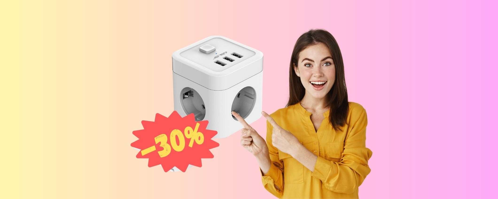 Multipresa GENIALE a forma di cubo 6 in 1: CODICE del 30% Multipresa GENIALE a forma di cubo 6 in 1: CODICE del 30%