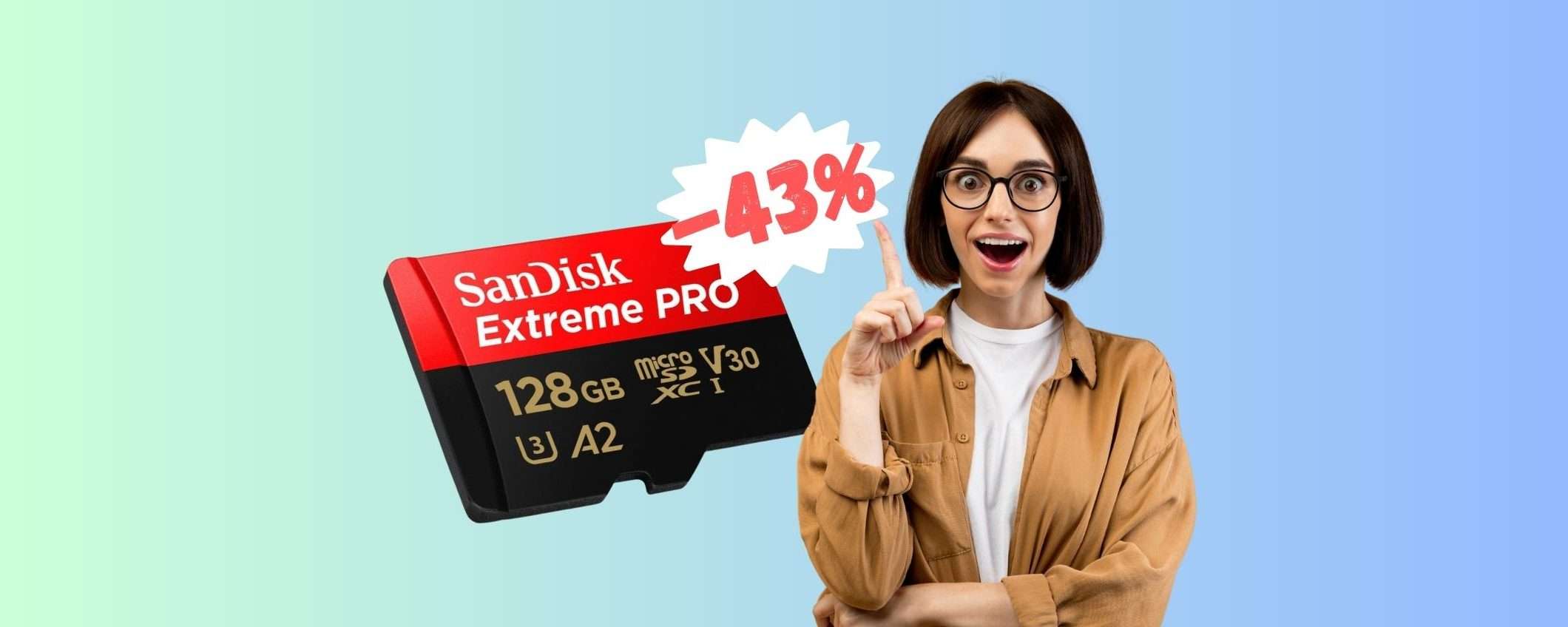 SanDisk Extreme PRO: la microSD DELUX da 128 GB al 43% SanDisk Extreme PRO: la microSD DELUX da 128 GB al 43%
