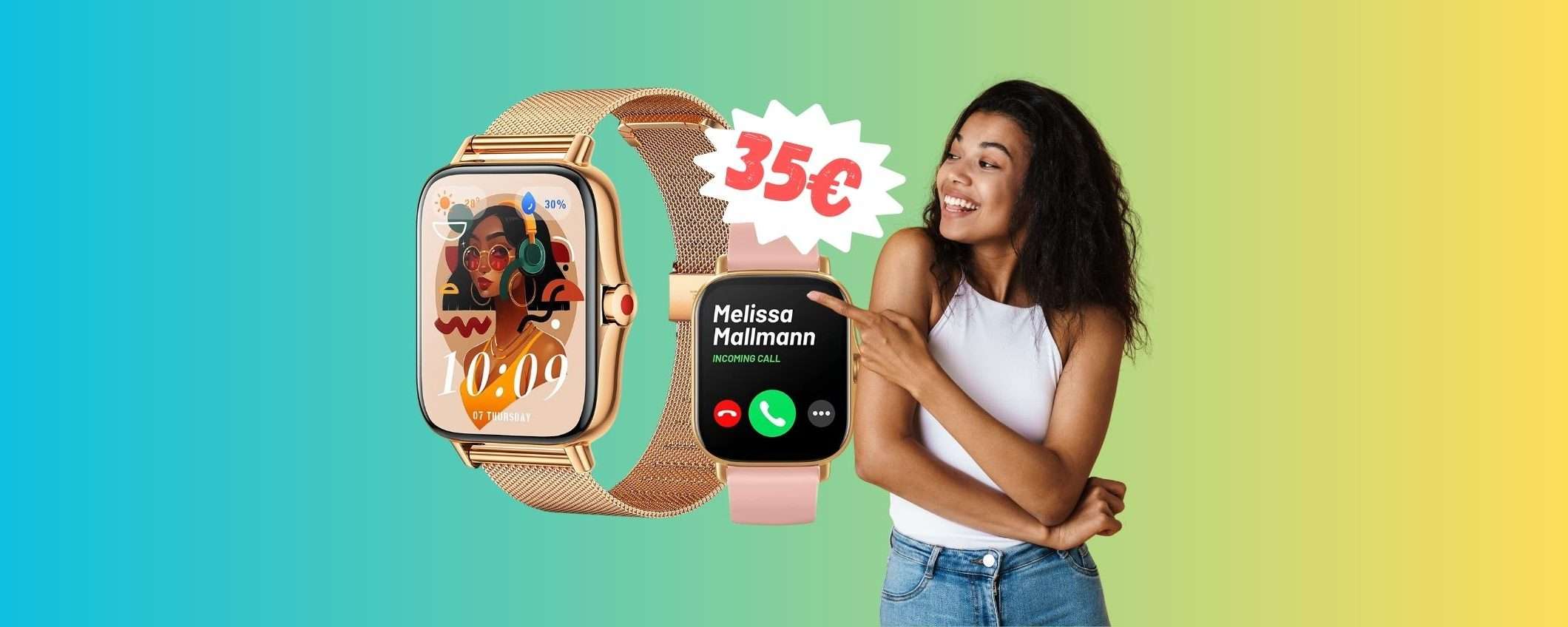 Smartwatch con tante funzioni e microfono per le chiamate a 35€ Smartwatch con tante funzioni e microfono per le chiamate a 35€