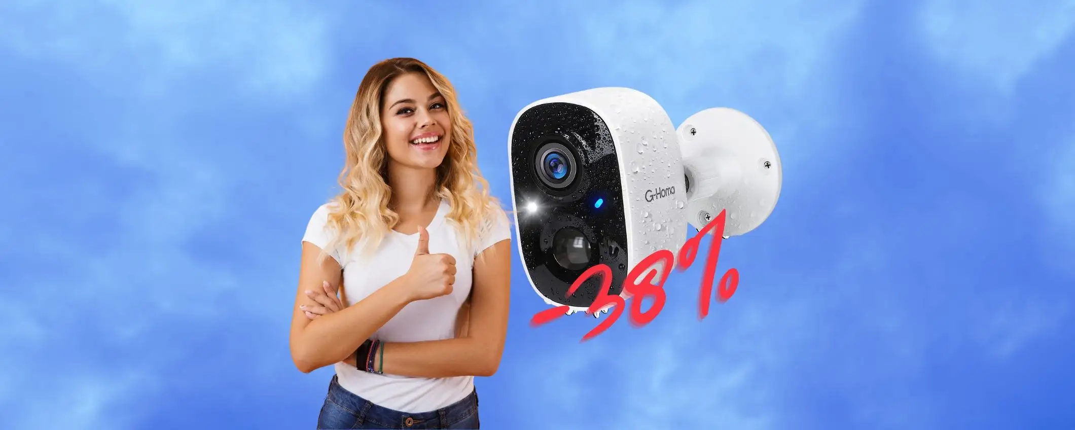 Videocamera di sorveglianza WiFi con sensore e sirena al 38% Videocamera di sorveglianza WiFi con sensore e sirena al 38%