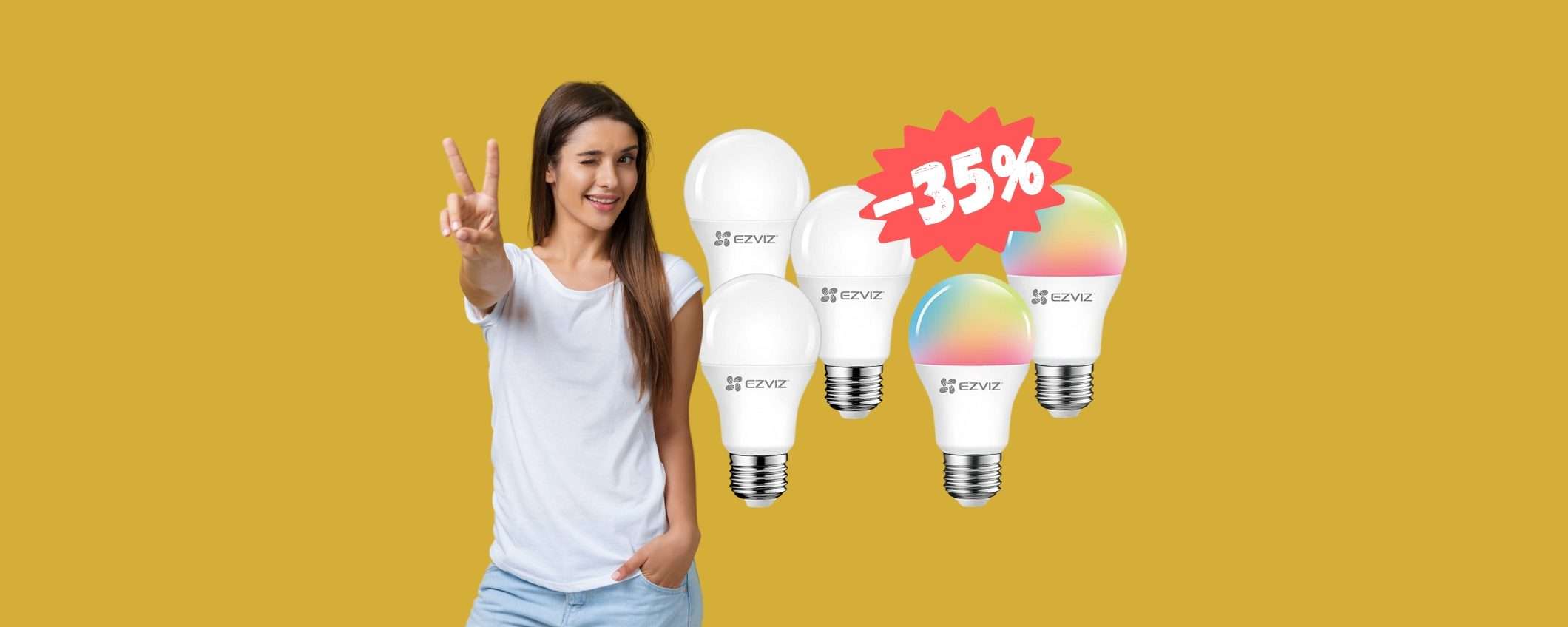 5 lampadine smart, 3 bianche e 2 colorate al 35% in MENO 5 lampadine smart, 3 bianche e 2 colorate al 35% in MENO