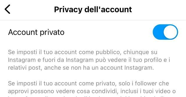 Come rendere il profilo privato su Instagram