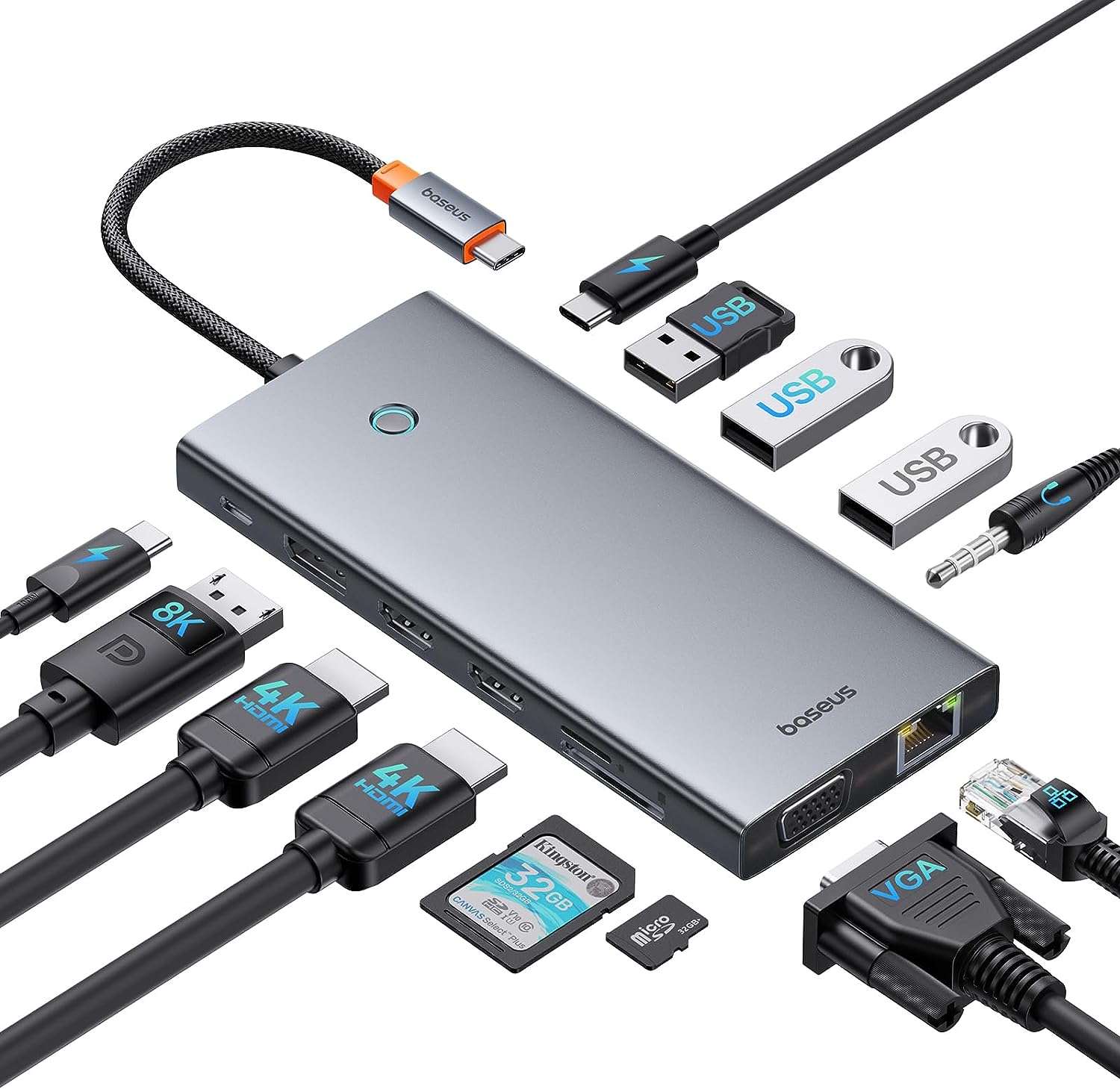 Docking Station USB-C Con Doppio Uscita Video 4K – Hub 4 Porte 10Gbps E Ricarica PD 100W