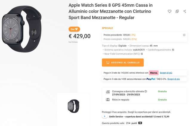 apple watch series 8 429 euro
