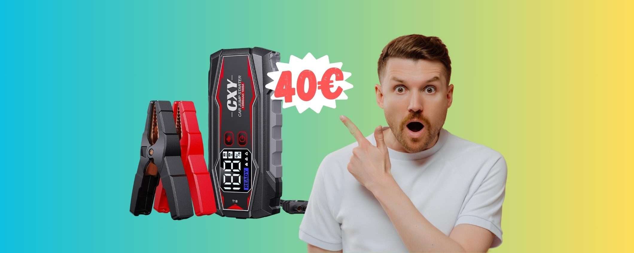 Avviatore di emergenza, torcia e power bank, tutto in 1 a 40€ Avviatore di emergenza, torcia e power bank, tutto in 1 a 40€