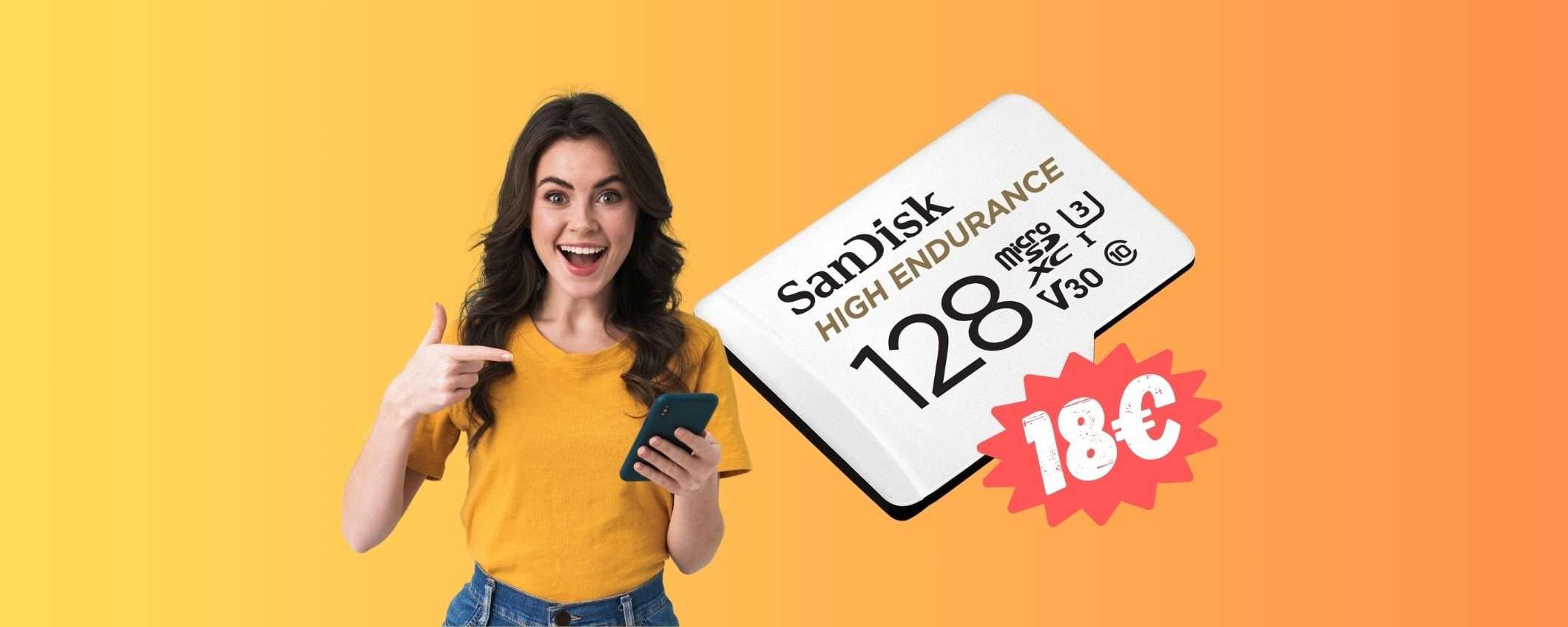BOMBA Amazon per la microSD SanDisk da 128GB, ora a 18€ BOMBA Amazon per la microSD SanDisk da 128GB, ora a 18€