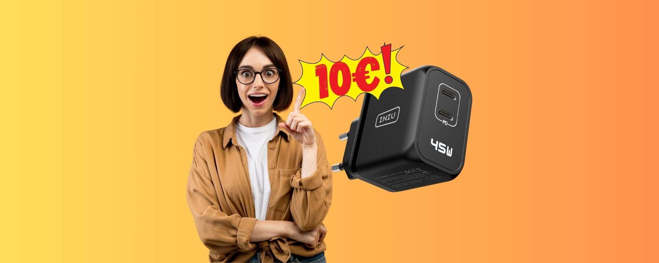 Caricatore da 45 W con 2 uscite: POTENTE ed ECONOMICO (10€) Caricatore da 45 W con 2 uscite: POTENTE ed ECONOMICO (10€)