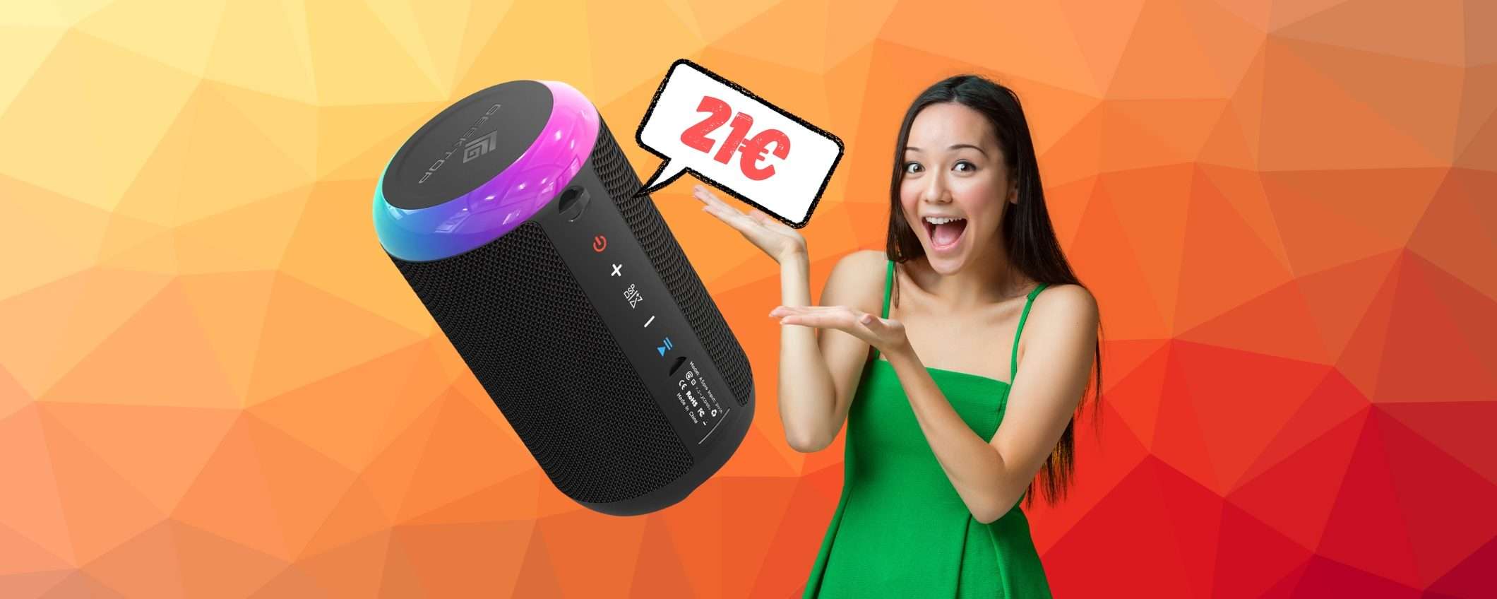 Cassa Bluetooth impermeabile con surround stereo a 360° a 21€ Cassa Bluetooth impermeabile con surround stereo a 360° a 21€