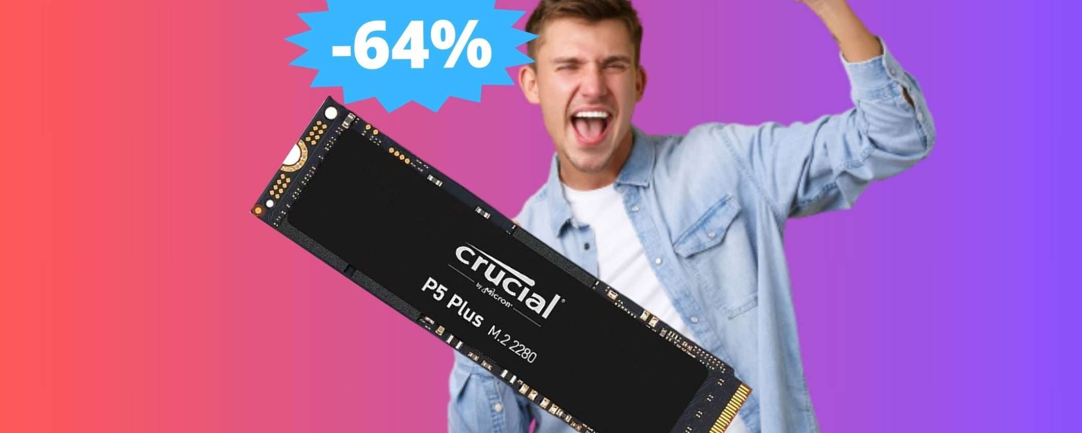 SSD Interno Crucial P5 Plus: un AFFARE imperdibile (-64%)