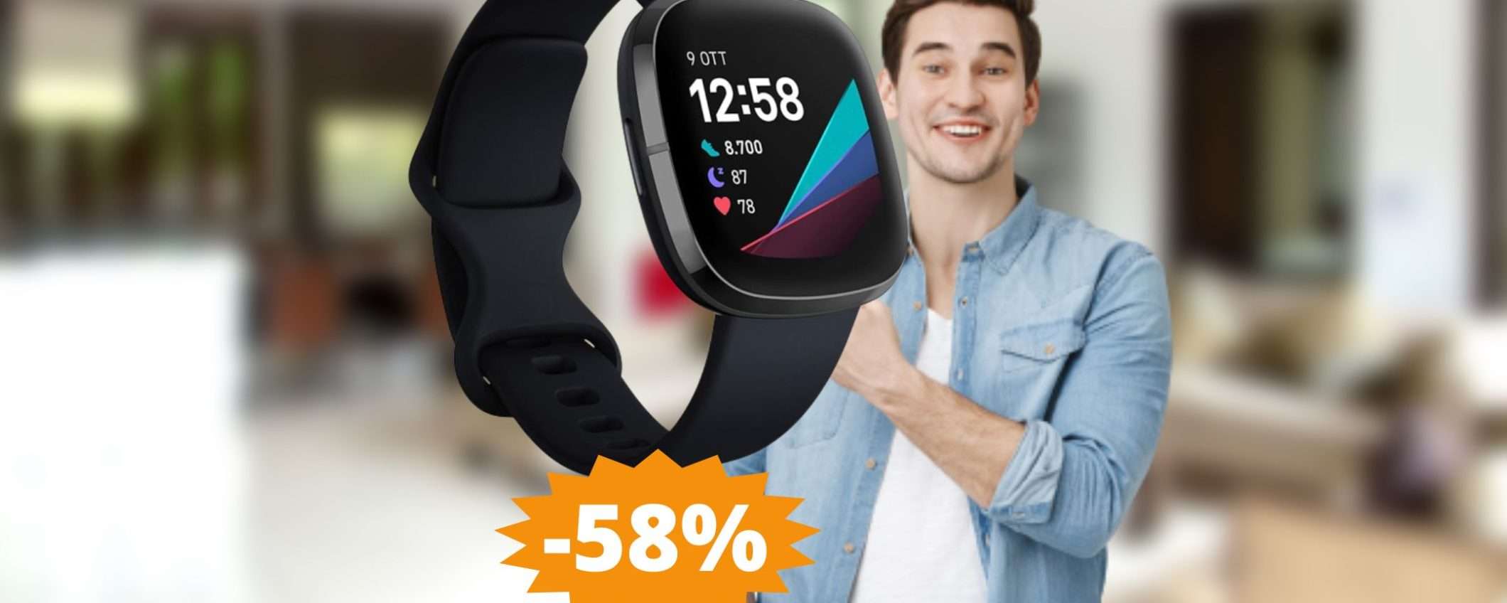 Smartwatch Fitbit Sense: prezzo BOMBA su Amazon (-58%)