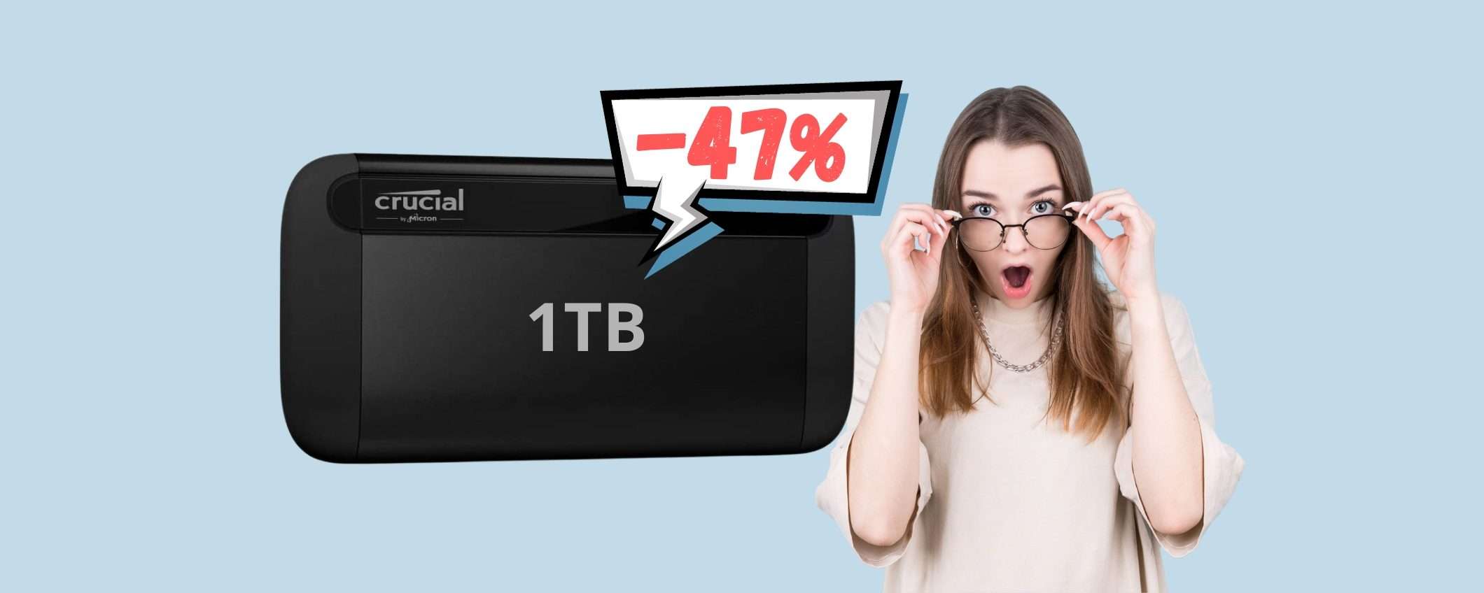 Crucial X8: SSD portatile da 1TB VELOCISSIMO a prezzo SHOCK (-47%) Crucial X8: SSD portatile da 1TB VELOCISSIMO a prezzo SHOCK (-47%)
