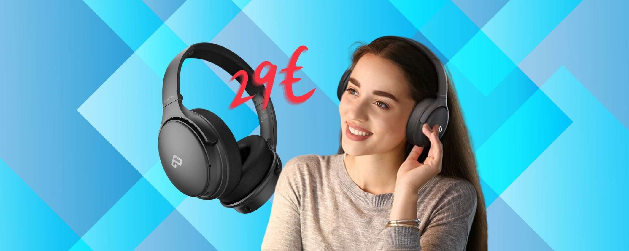 Cuffie Bluetooth con cancellazione rumore e autonomia 40h a 29€ Cuffie Bluetooth con cancellazione rumore e autonomia 40h a 29€