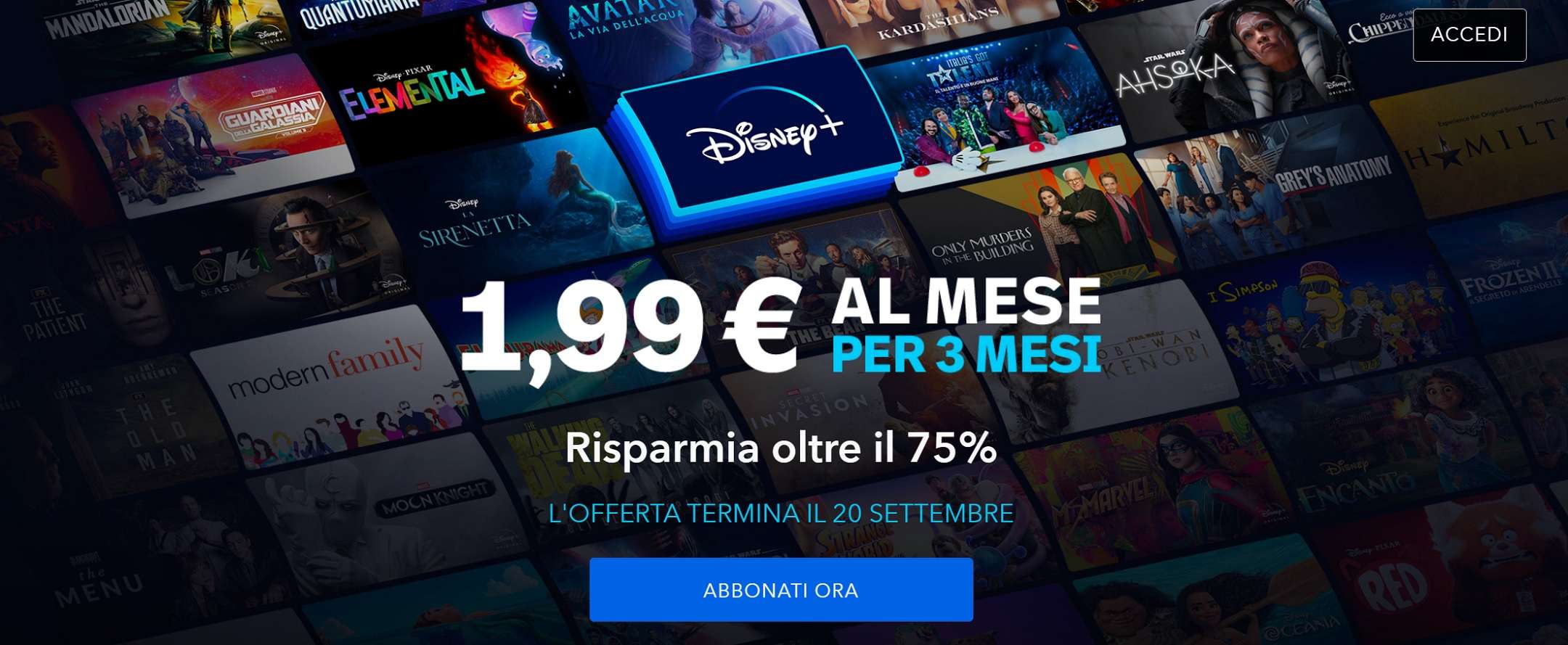 disney plus promo 1,99 euro al mese