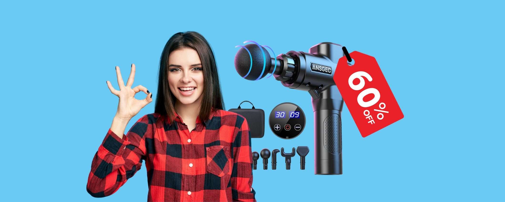 Pistola massaggiante professionale con display LED al 60% Pistola massaggiante professionale con display LED al 60%