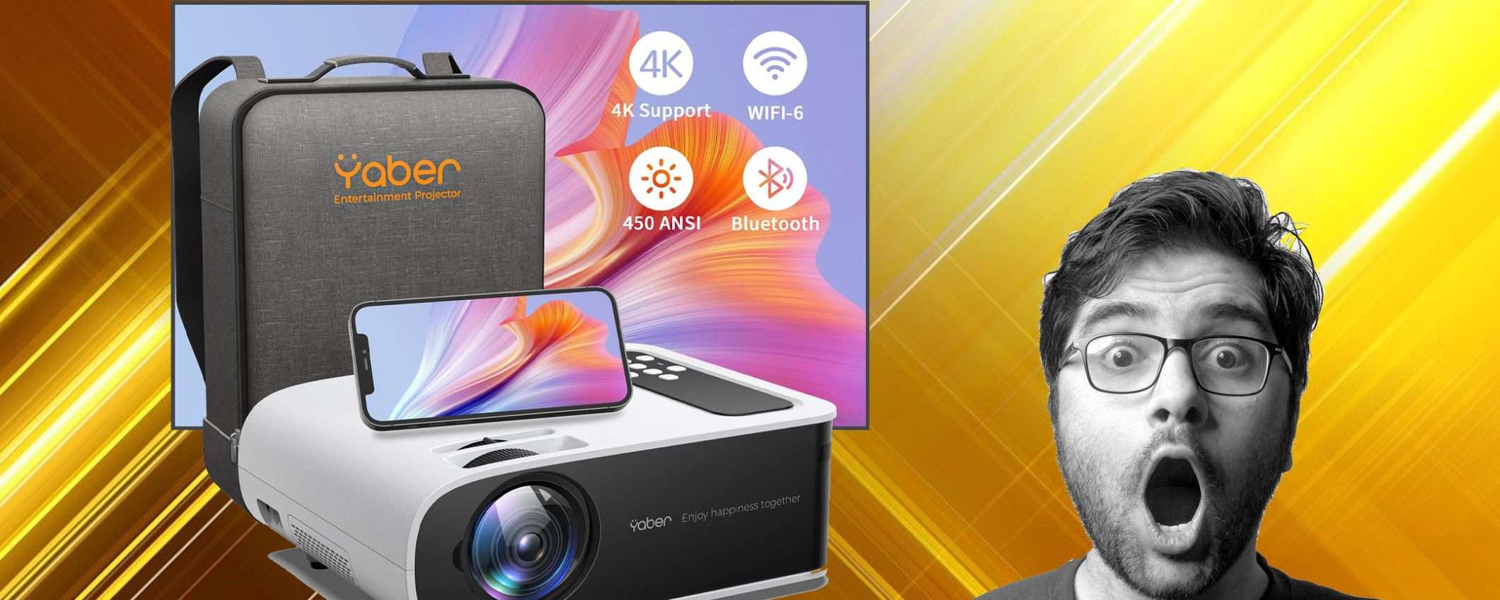 Proiettore YABER Full HD da 13000 Lumen: codice sconto del 50% Proiettore YABER Full HD da 13000 Lumen: codice sconto del 50%