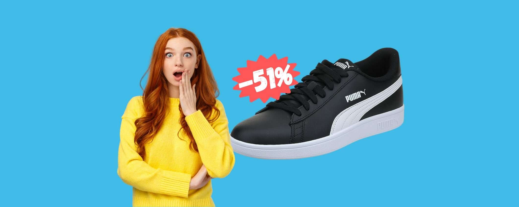 Puma Smash V2 in SCONTO ASSURDO del 51%, tue a 26€ Puma Smash V2 in SCONTO ASSURDO del 51%, tue a 26€