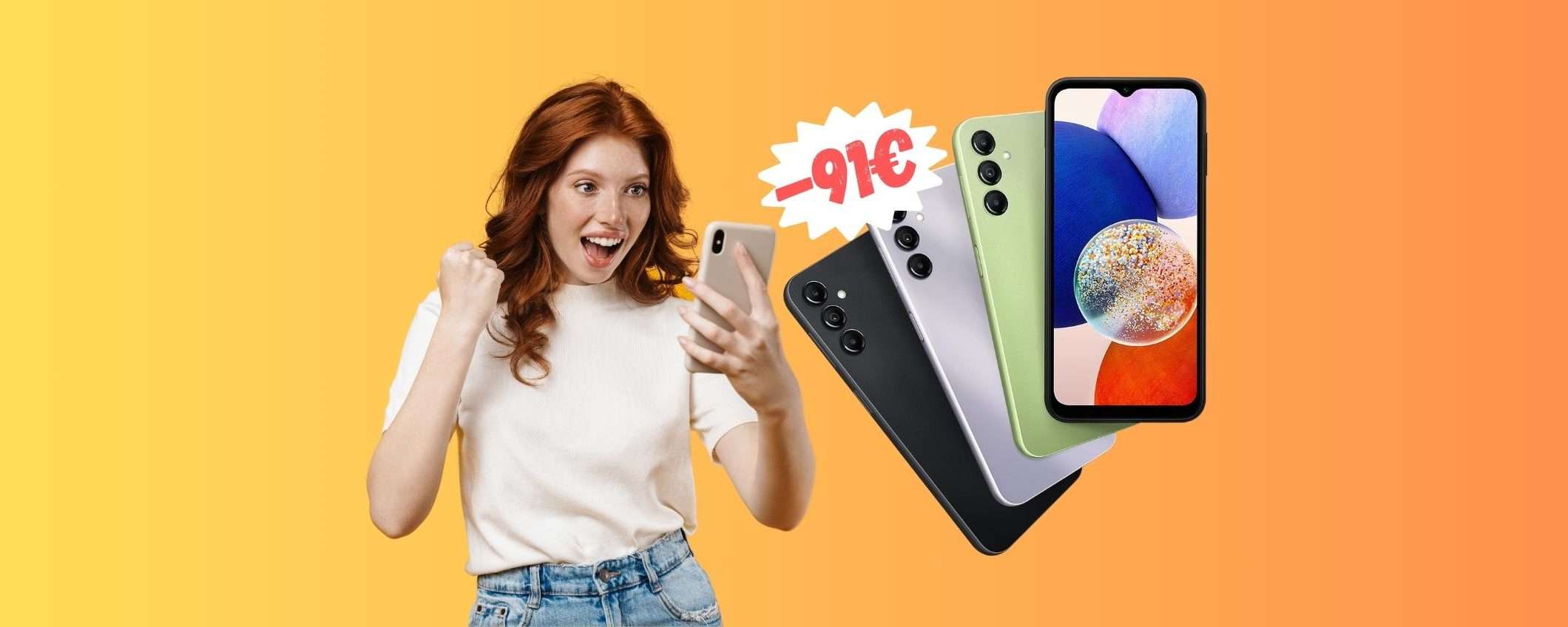 Samsung Galaxy A14 5G: che PREZZONE su Amazon (-91€) Samsung Galaxy A14 5G: che PREZZONE su Amazon (-91€)