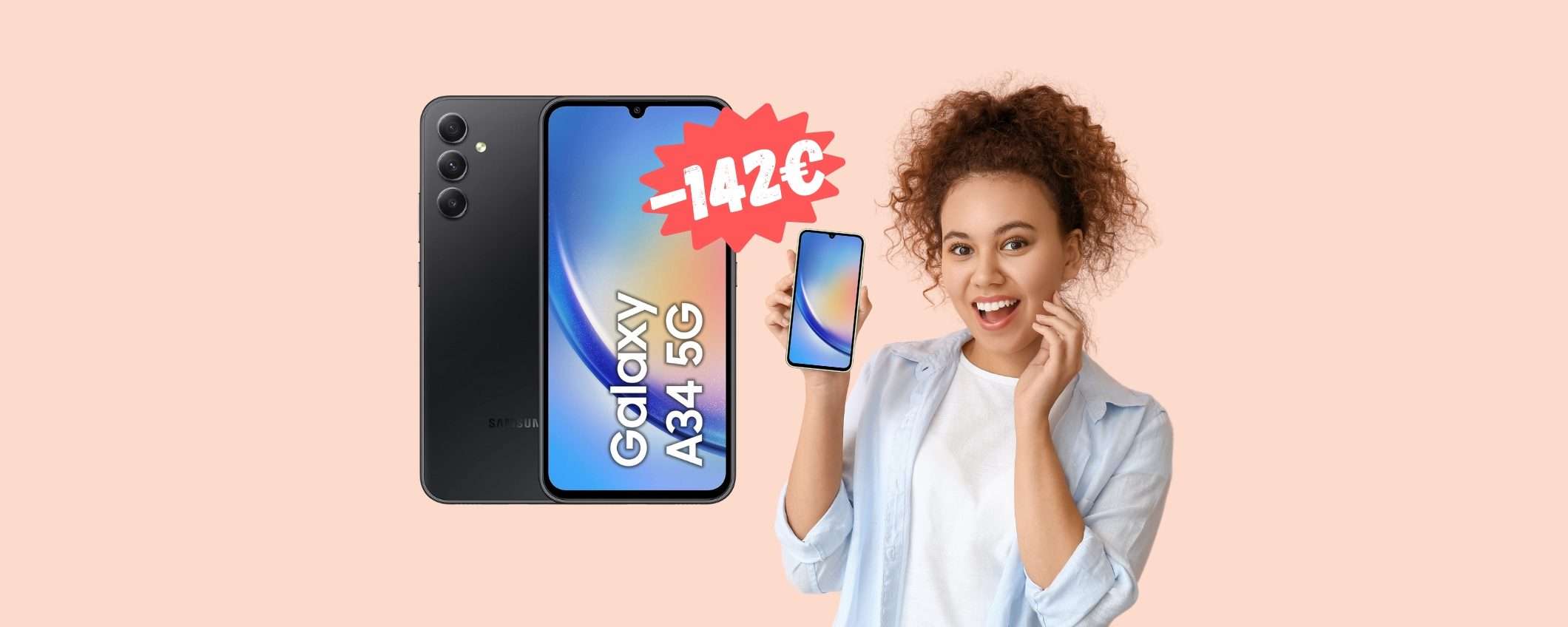 Samsung Galaxy A34: SCONTO CLAMOROSO su Amazon -142€ Samsung Galaxy A34: SCONTO CLAMOROSO su Amazon -142€