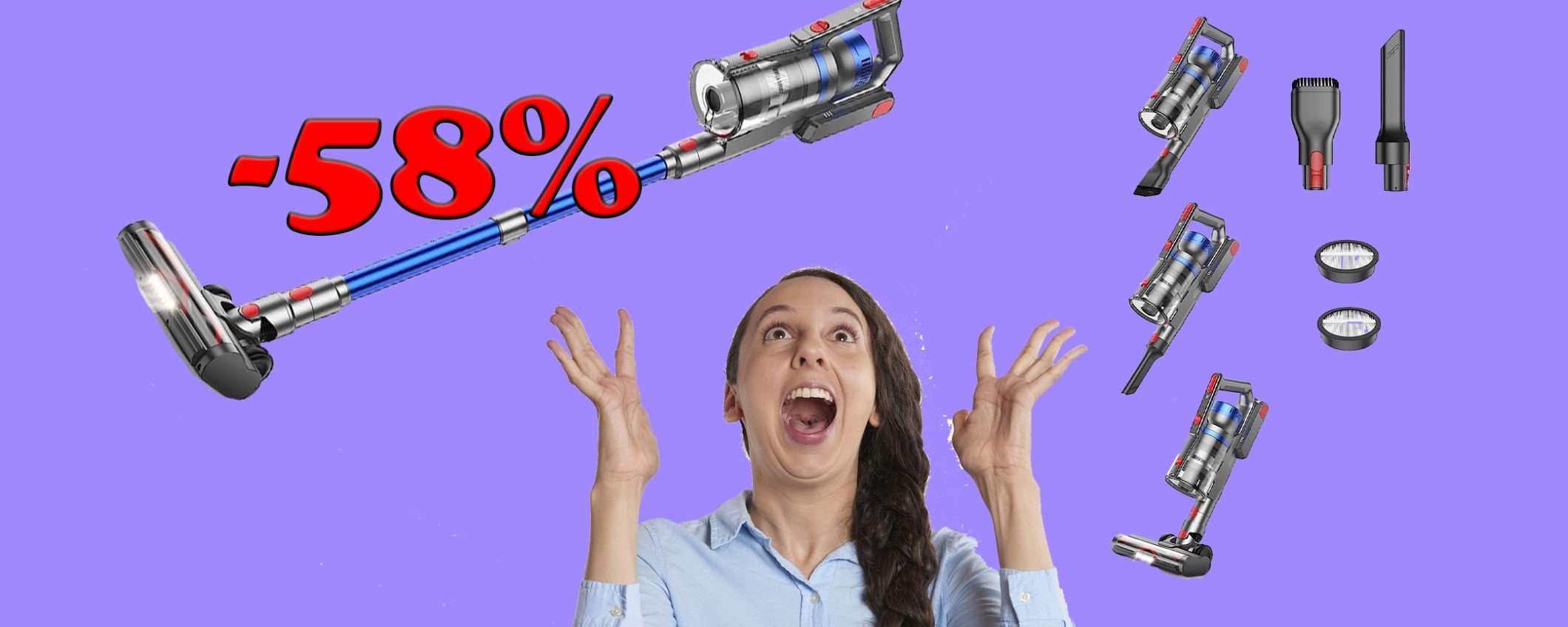 Scopa elettrica senza fili con batteria removibile: sconto folle(-58%) Scopa elettrica senza fili con batteria removibile: sconto folle(-58%)