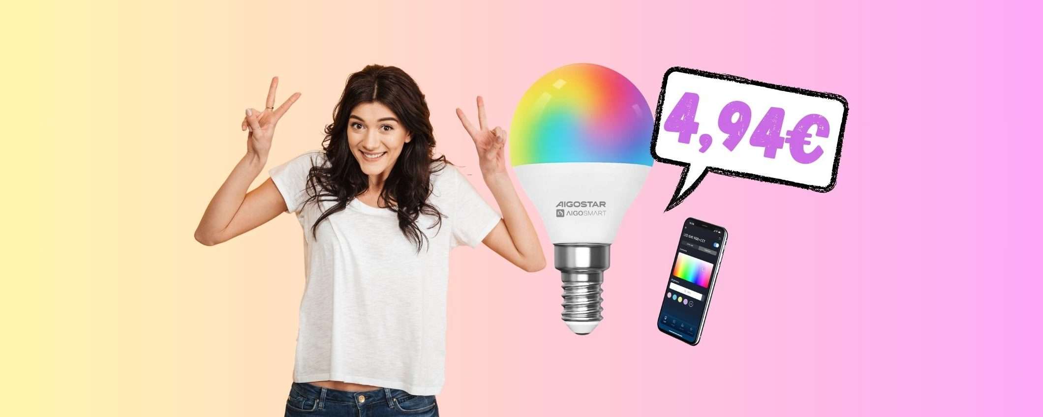 Solo 4,94€ per la lampadina WiFi Aigostar compatibile con Alexa Solo 4,94€ per la lampadina WiFi Aigostar compatibile con Alexa