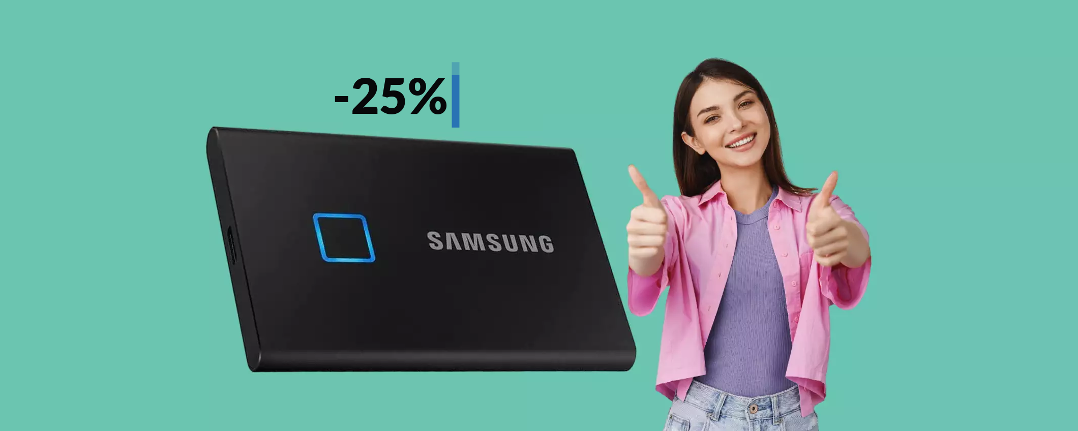SSD esterno 1TB Samsung con lettore di impronte: solo 128€