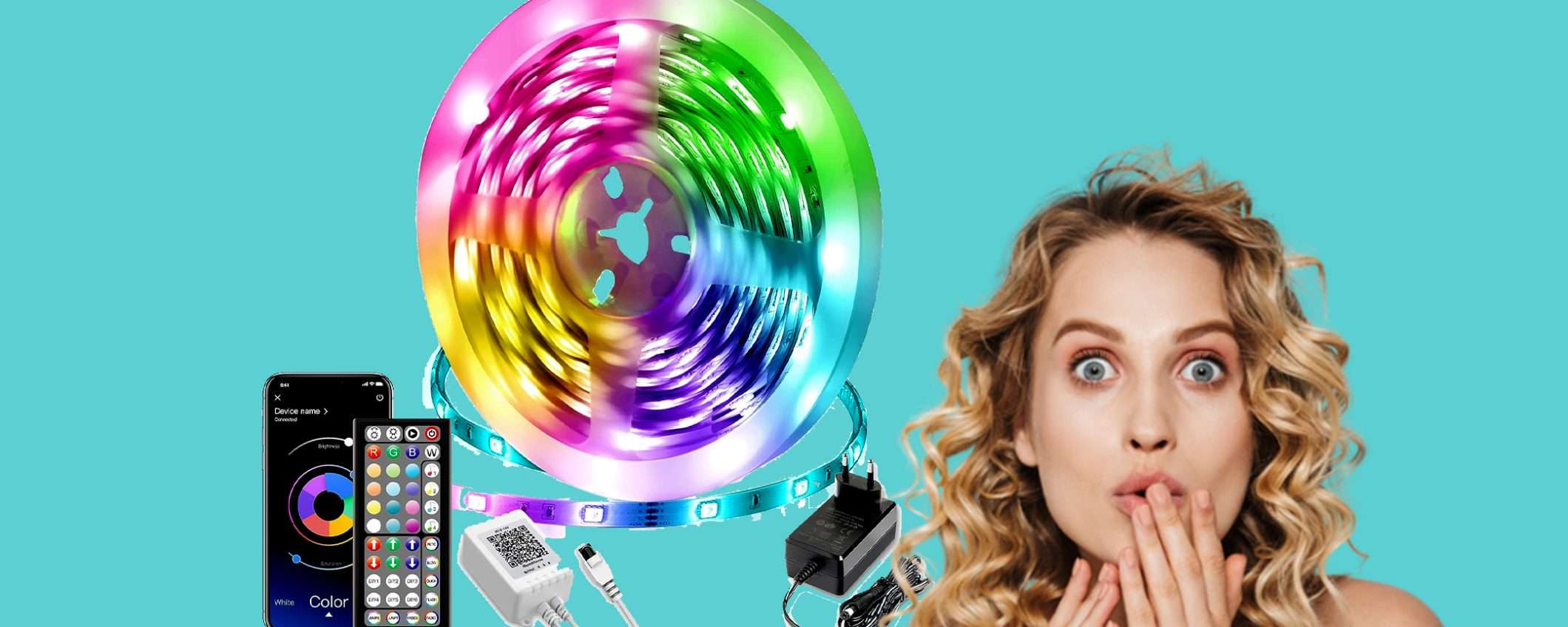 Striscia LED smart da 15 metri in SUPER offerta: sconto del 33% Striscia LED smart da 15 metri in SUPER offerta: sconto del 33%