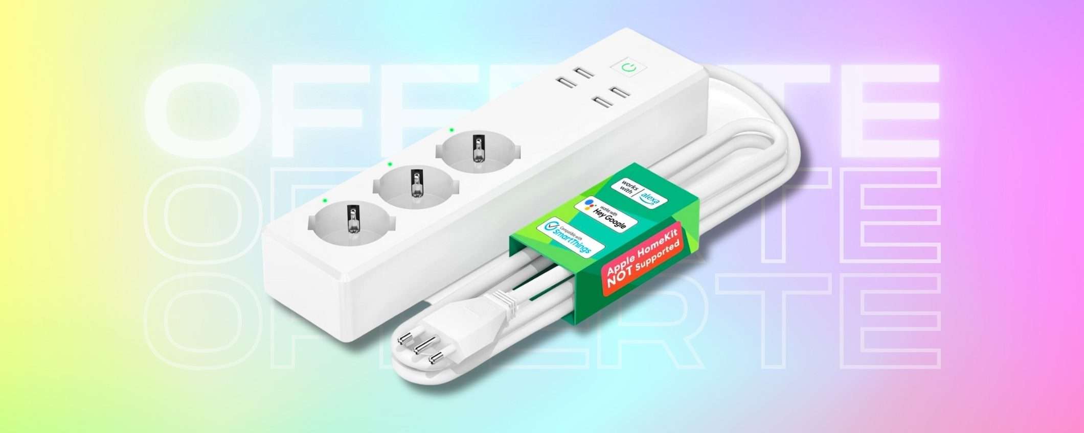 Una multipresa per trasformare 7 prodotti in SMART e gestire da remoto Una multipresa per trasformare 7 prodotti in SMART e gestire da remoto