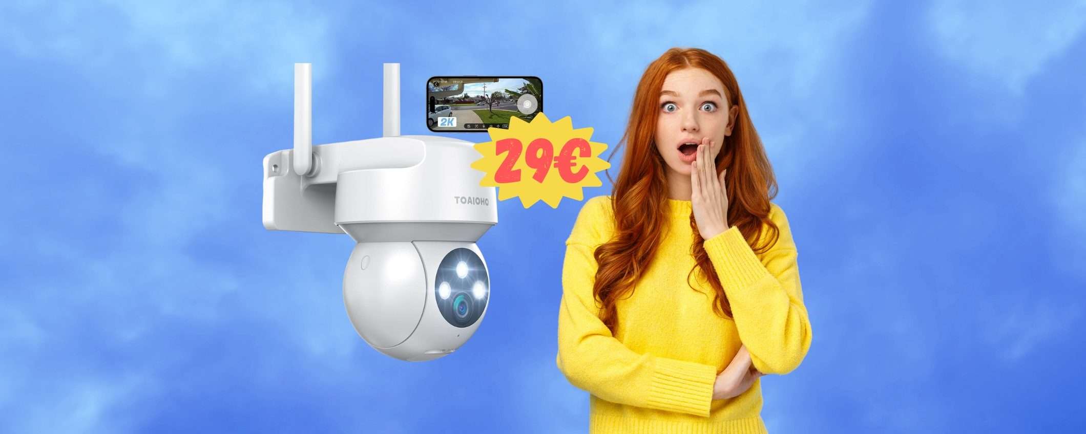 Videocamera di sicurezza WiFi impermeabile a SOLI 29€ su Amazon Videocamera di sicurezza WiFi impermeabile a SOLI 29€ su Amazon