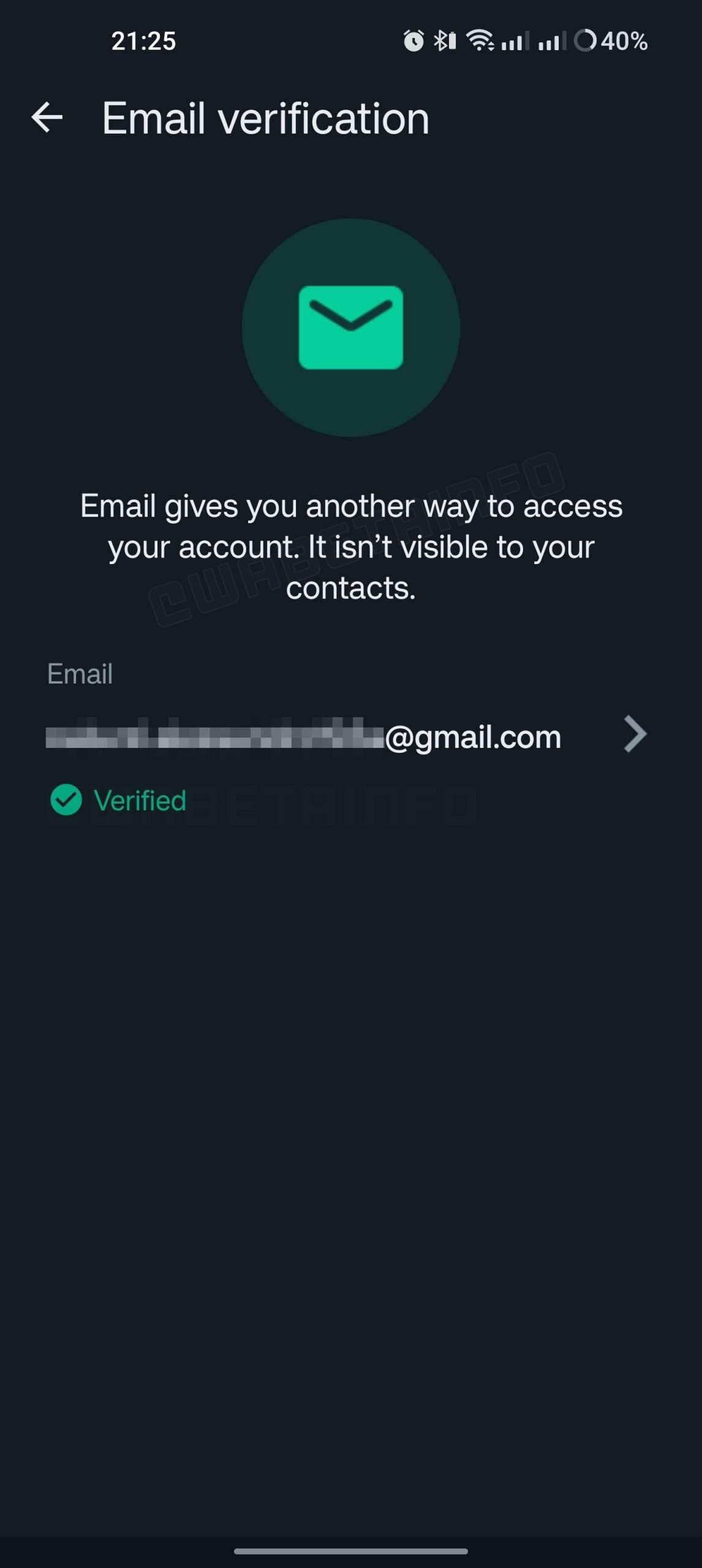 whatsapp verifica email