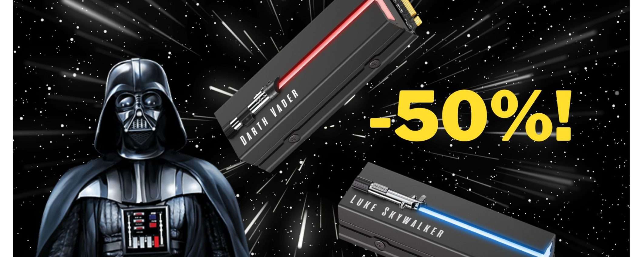 Entra nel lato oscuro con questo SSD di Star Wars a un prezzo SPAZIALE Entra nel lato oscuro con questo SSD di Star Wars a un prezzo SPAZIALE