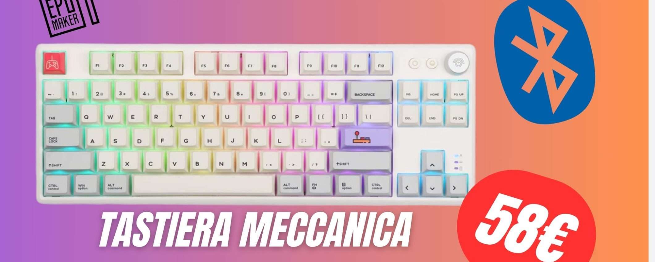 Fantastica Tastiera Meccanica RGB con Bluetooth a 58€ con COUPON ESCLUSIVO! Fantastica Tastiera Meccanica RGB con Bluetooth a 58€ con COUPON ESCLUSIVO!
