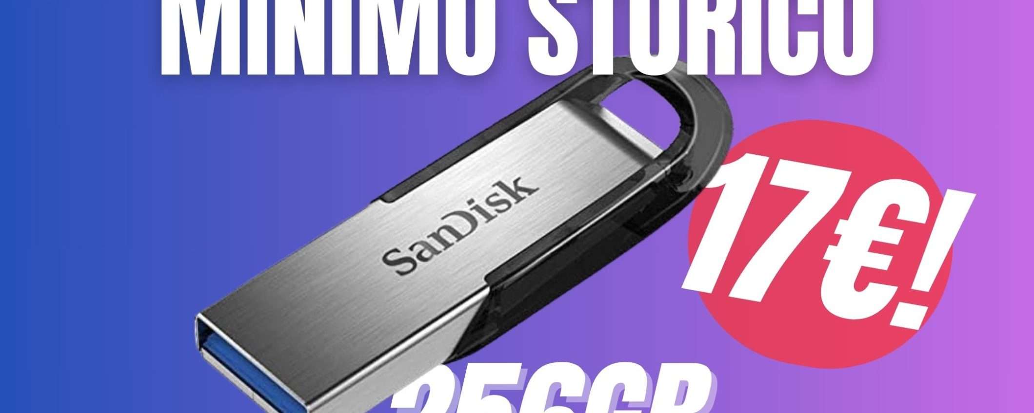 Fai tua questa Chiavetta USB SanDisk da 256GB per pochi spicci! (-50%) Fai tua questa Chiavetta USB SanDisk da 256GB per pochi spicci! (-50%)