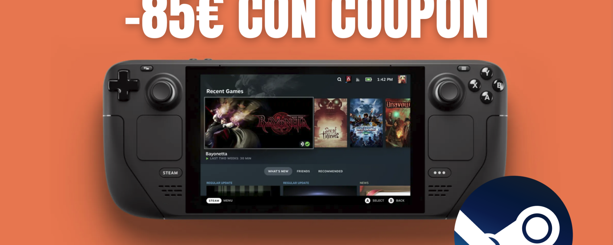 STEAM DECK: questo COUPON ti farà risparmiare 85€! STEAM DECK: questo COUPON ti farà risparmiare 85€!