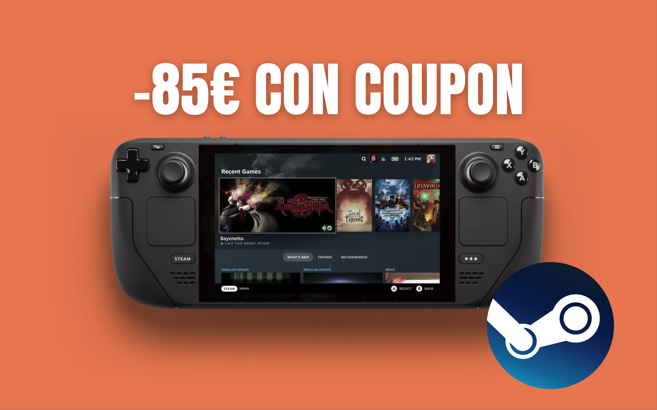 STEAM DECK questo COUPON ti farà risparmiare 85€!
