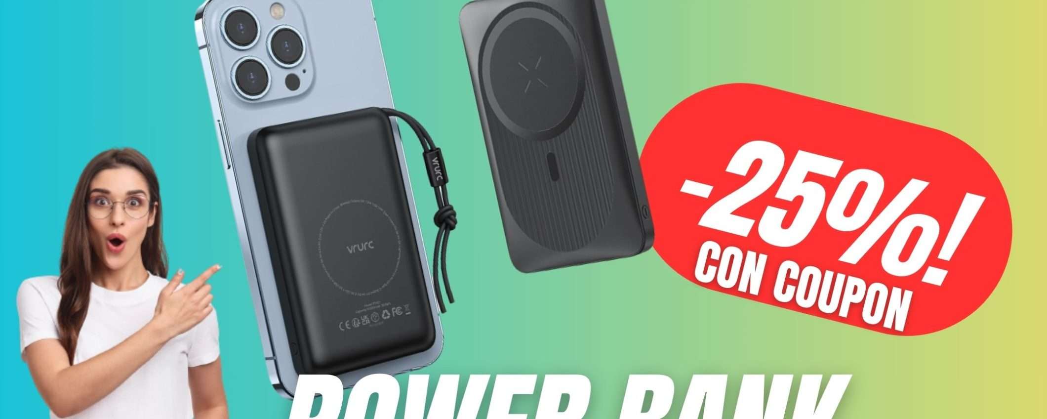 Risparmia 8€ su questo Power Bank per iPhone grazie al COUPON ESCLUSIVO! Risparmia 8€ su questo Power Bank per iPhone grazie al COUPON ESCLUSIVO!