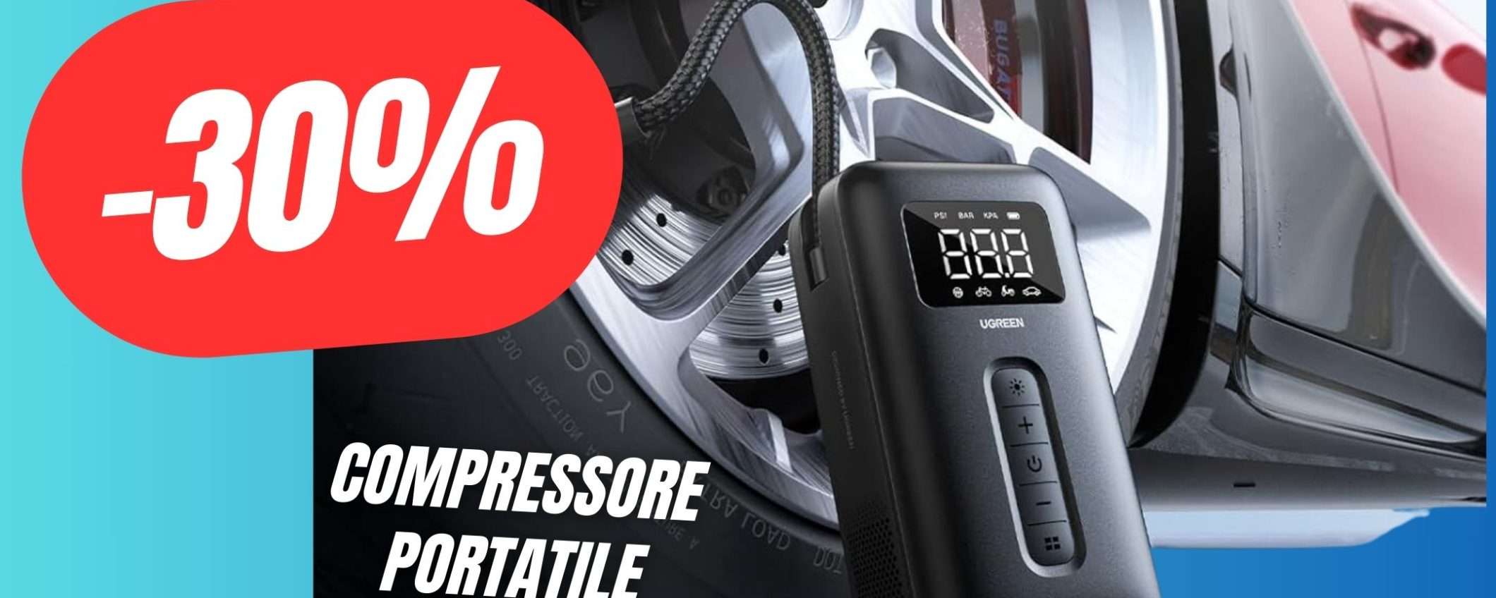 Viaggia in sicurezza col Compressore Portatile, ora in SCONTO del 30% grazie al COUPON! Viaggia in sicurezza col Compressore Portatile, ora in SCONTO del 30% grazie al COUPON!