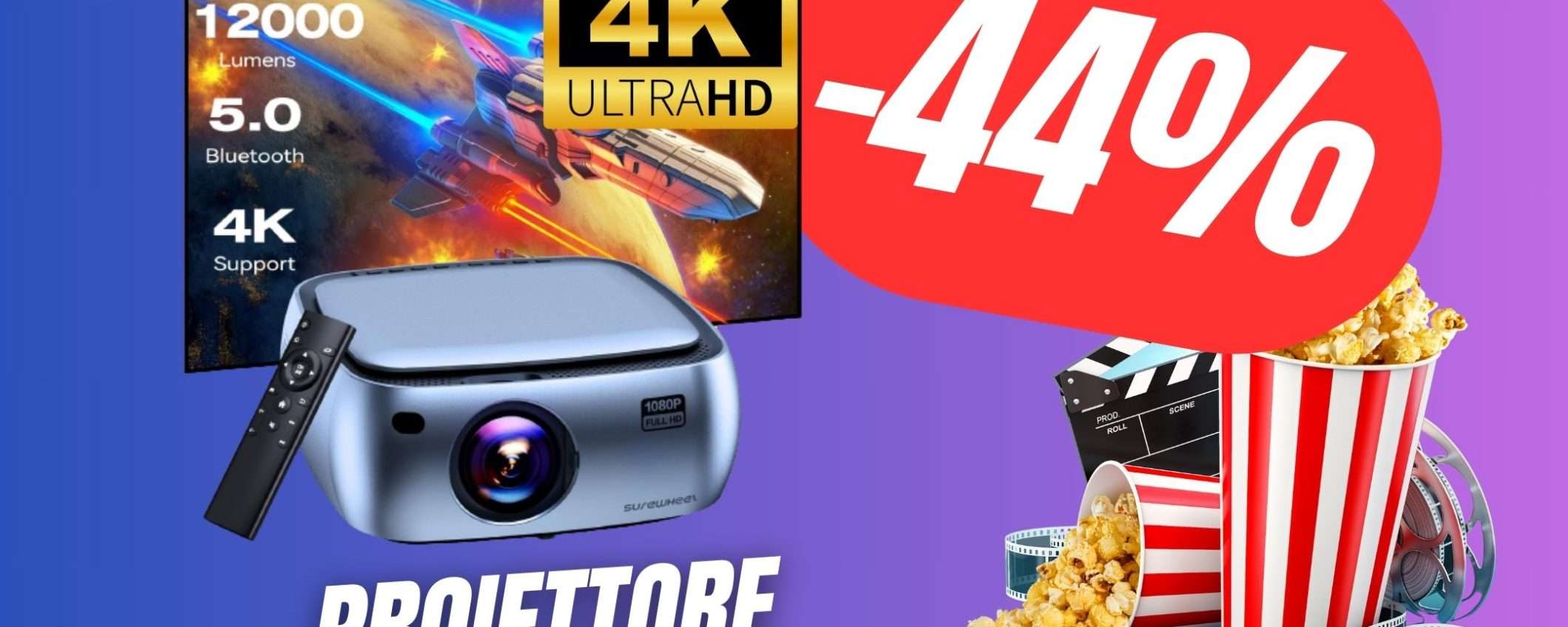 OFFERTA PAZZESCA per il Proiettore 4K: trasforma la tua casa in un Cinema! (-44%) OFFERTA PAZZESCA per il Proiettore 4K: trasforma la tua casa in un Cinema! (-44%)