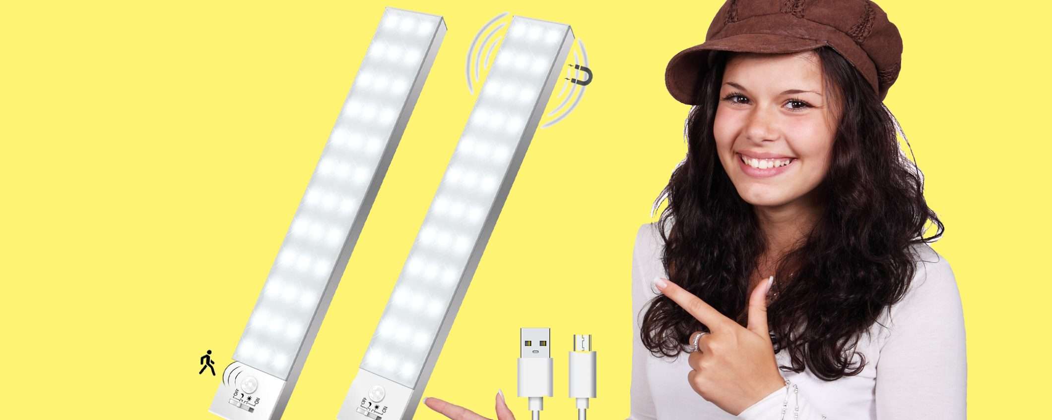 Luce LED per armadi (2pezzi) con sensore: doppio sconto SUPER